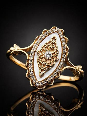 Marquise Schelpparel Ring -925 Sterlingzilver - Romantisch