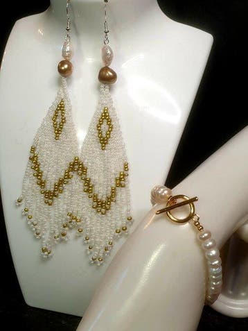 Zilver, 925, Natuurlijke witte en gouden barokparels,, Collections