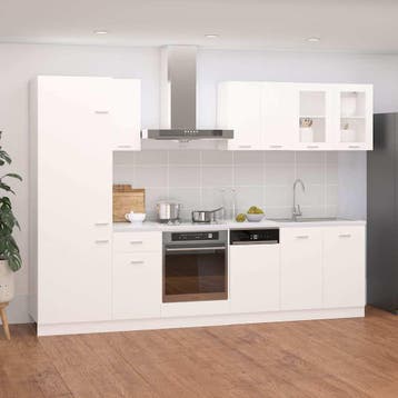 vidaXL 8-delige Keukenkastenset Lyon bewerkt hout wit, Verzenden, Nieuw