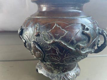 Japanse Meiji Bronzen Koro - Nanako Vlinderbodem - ca., Antiek en Kunst