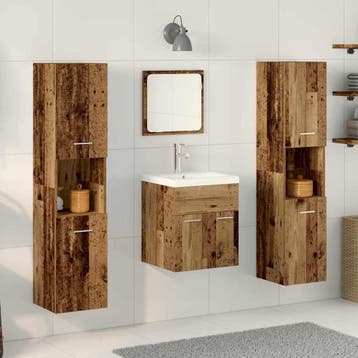 vidaXL Badkamermeubel Set 4 st Oudhout Bewerkt hout, Huis en Inrichting, Badkamer | Badkamermeubels, Verzenden, Nieuw