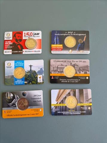 België. 2 Euro 2014/2017 (6 coincards) (Zonder minimumprijs)