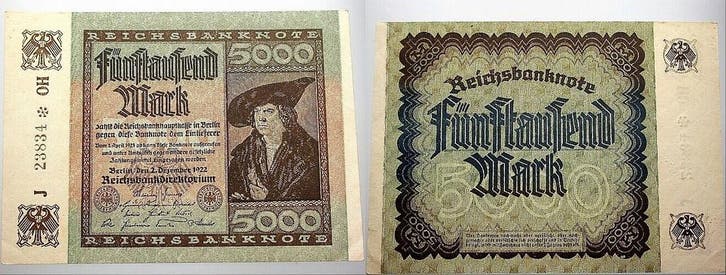 5000 Mark 2 12 1922 Oh biljet nach Rosenberg duitse Reich..., Postzegels en Munten, Bankbiljetten | Europa | Niet-Eurobiljetten