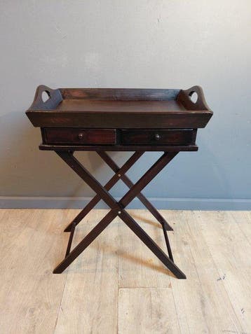 Bijzettafel - Hout - Butlertray met lades, Antiek en Kunst