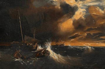 Richard Faxon (1816-1875) - Navire dans une tempete, Antiquités & Art
