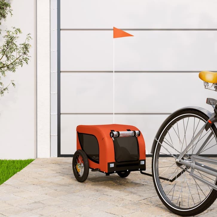 vidaXL Hondenfietstrailer oxford stof en ijzer oranje en, Animaux & Accessoires, Autres accessoires pour animaux, Envoi