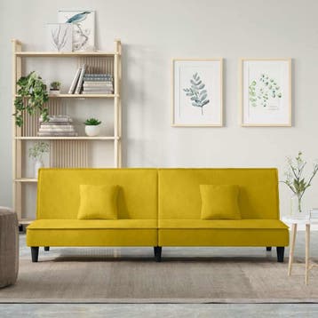 vidaXL Slaapbank / zetel fluweel geel, Huis en Inrichting, Verzenden, Nieuw