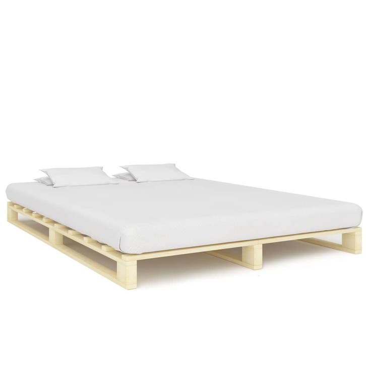 vidaXL Bedframe pallet massief grenenhout 200x200 cm, Maison & Meubles, Chambre à coucher | Lits, Envoi