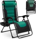 2dekans | SereneLife Zero Gravity Loungestoel Groen/Zwart –, Tuin en Terras, Ophalen of Verzenden, Nieuw