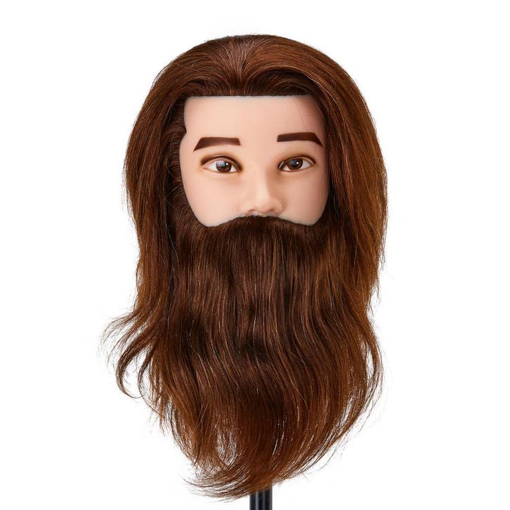 WZ4 Oefenhoofd met Baard – 100% Natuurlijk Haar voor Kappers, Handtassen en Accessoires, Uiterlijk | Haarverzorging, Nieuw, Verzenden