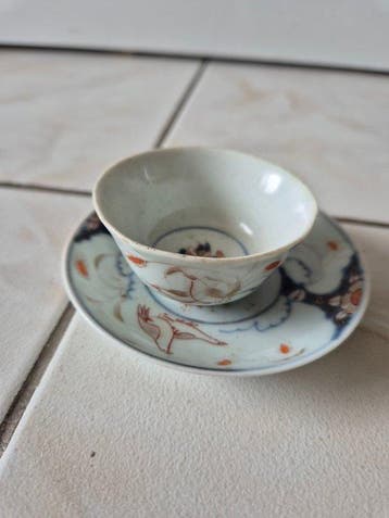 Kopje en schotel, Chinees, begin 19e eeuw, porselein, oud,, Antiek en Kunst