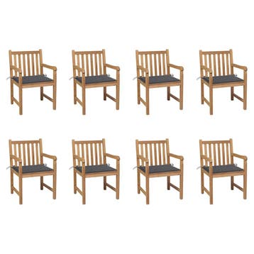 vidaXL Tuinstoelen 8 st met antracietkleurige kussens, Verzenden