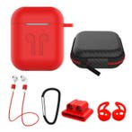 6 in 1 Kit voor AirPods 1 / 2 Rood - Hoesje / Anti-Lost, Verzenden