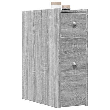 vidaXL Badkamerkast smal met wielen bewerkt hout grijs, Verzenden, Nieuw