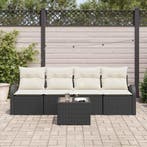 vidaXL Tuinbank Set met opslag 5 pcs Zwart en Crème poly, Verzenden, Nieuw