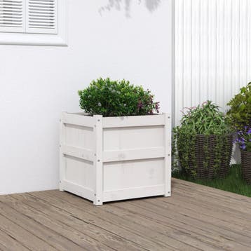 vidaXL Plantenbak 50x50x50 cm massief grenenhout wit, Verzenden, Nieuw