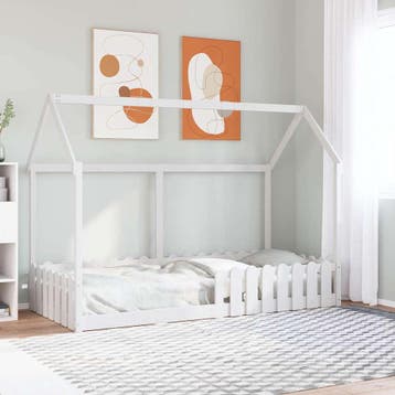 vidaXL Bedhuis wit massief grenenhout 90x190 cm, Verzenden