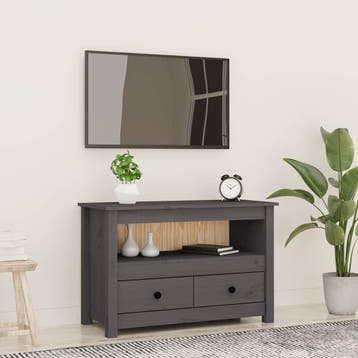 vidaXL Tv-meubel 79x35x52 cm massief grenenhout grijs, Huis en Inrichting, Kasten |Televisiemeubels, Verzenden, Nieuw