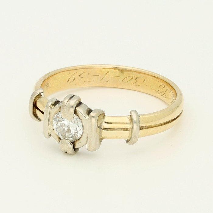Bague - 14 carats Or jaune Diamant (Naturelle), Bijoux, Sacs & Beauté, Bagues