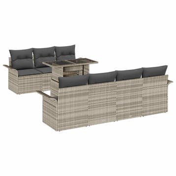 vidaXL Tuinbank Set 8 st Lichtgrijs [Synthetisch]: Poly Riet, Verzenden, Nieuw