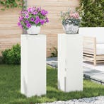 vidaXL Plantenstand 2 pcs Wit 24 x 24 x 75 cm Staal, Verzenden, Nieuw