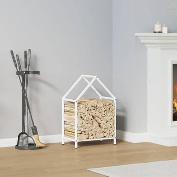 vidaXL Brandhoutrek 40x25x60 cm koudgewalst staal wit, Verzenden