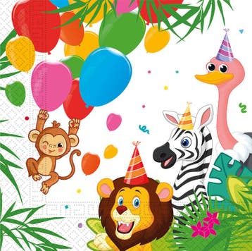 Jungle Dieren Servetten 33cm 12st, Verzenden
