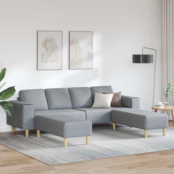 vidaXL Woonkamerbank / zetel 3 st Lichtgrijs Polyester, Verzenden
