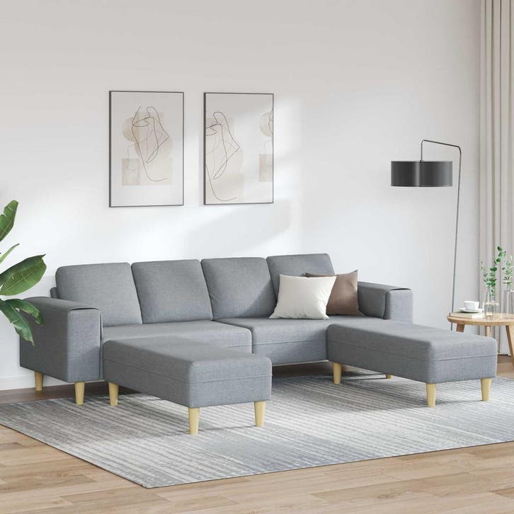 vidaXL Woonkamerbank / zetel 3 st Lichtgrijs Polyester, Maison & Meubles, Canapés | Salons, Envoi