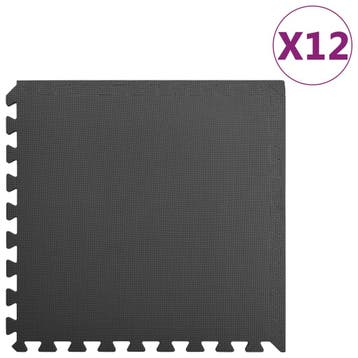 vidaXL Vloermatten 12 st 4,32  EVA-schuim zwart, Verzenden, Nieuw