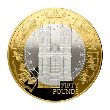 Alderney. 50 Pounds 2002 - Golden Jubilee Queen Elizabeth, Postzegels en Munten