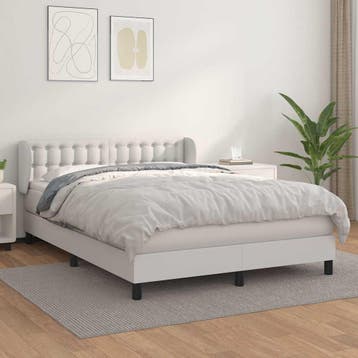 vidaXL Boxspring met matras kunstleer wit 140x200 cm, Verzenden, Nieuw