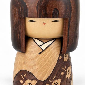 Prachtige vintage kokeshi-beeldje - hout, met de hand