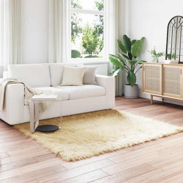 vidaXL Tapijt van imitatie schapenvacht TAFALLA Crèmekleurig, Verzenden, Nieuw