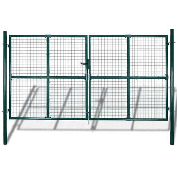 vidaXL Dubbele poort met deur 300x150 cm gepoedercoat staal, Verzenden, Nieuw