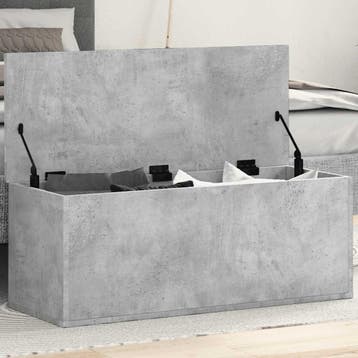 vidaXL Opbergbox 90x35x35 cm bewerkt hout betongrijs, Verzenden