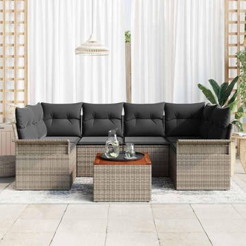 vidaXL Tuinbank Set 7 st 6-Aantal zitplaatsen Grijs poly, Verzenden, Nieuw