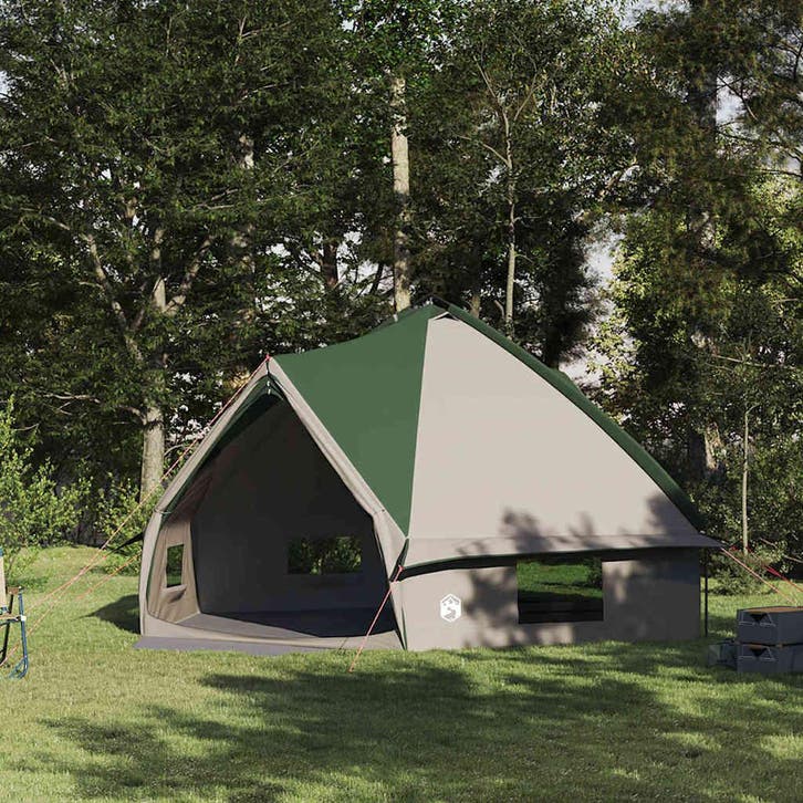 vidaXL Teepee Tent voor 10 Personen Groen en Wit 567 x 470 x, Caravans en Kamperen, Tenten, Nieuw, Verzenden