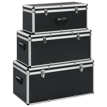 vidaXL Opbergkoffers 3 st aluminium zwart, Verzenden, Nieuw