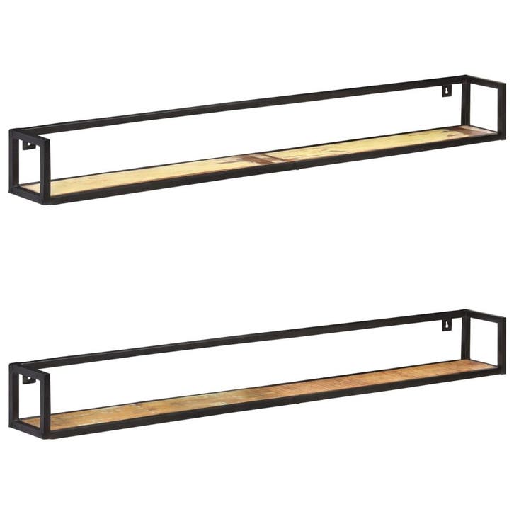 vidaXL Wandschappen 2 st 160 cm massief gerecycled hout, Maison & Meubles, Armoires | Armoires murales, Envoi
