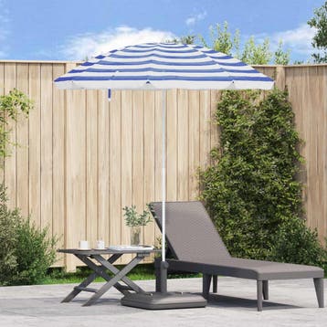 vidaXL Tuinparasol 240 cm 170T polyester Blauw en Wit, Verzenden