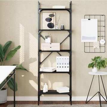 vidaXL Boekenkast 5-laags 56x31,5x174 cm bewerkt hout zwart, Verzenden, Nieuw