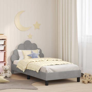 vidaXL Kinderen bedframe met hoofdboard Lichtgrijs 80 x 160, Huis en Inrichting, Slaapkamer | Bedden, Verzenden, Nieuw