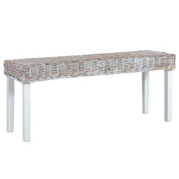 vidaXL Bankje 110 cm natuurlijk kubu rattan en massief, Huis en Inrichting, Verzenden, Nieuw