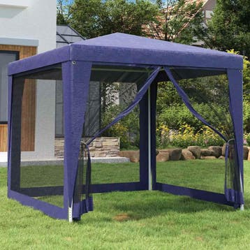 vidaXL Partytent met 4 mesh zijwanden 2,5x2,5 m HDPE blauw, Verzenden