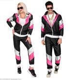 Neon 80S Trainingspak Fout Zwart Leerlook, Verzenden