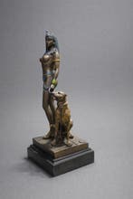 Beeld, Egyptische vrouw - Cleopatra - 26.5 cm - Marmer,, Antiek en Kunst