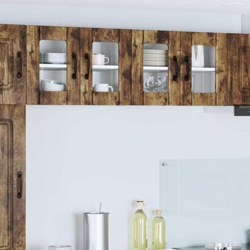vidaXL Wandglas Kasten LUCCA 2 st Gerookt eiken Bewerkt hout, Huis en Inrichting, Verzenden, Nieuw
