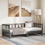 vidaXL Slaapbank uitschuifbaar massief grenenhout grijs, Huis en Inrichting, Slaapkamer | Bedden, Verzenden, Nieuw