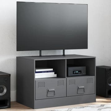 vidaXL Tv-meubel 67x39x44 cm staal antracietkleurig, Verzenden